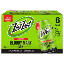 Zing Zang Bloody Mary Mix, Non-Alcoholic Cocktail Mixer, 7.5 Fl Oz Cans (Pack of 6)