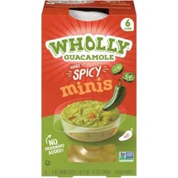 Wholly Guacamole Hot Spicy Guacamole Minis 6 - 2 oz Cups