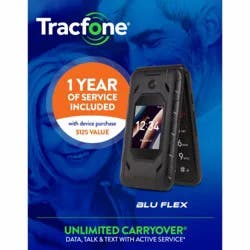 Tracfone BLU FLEX with annual plan bundle 1500Min/Txt/MB Prepaid Smartphone