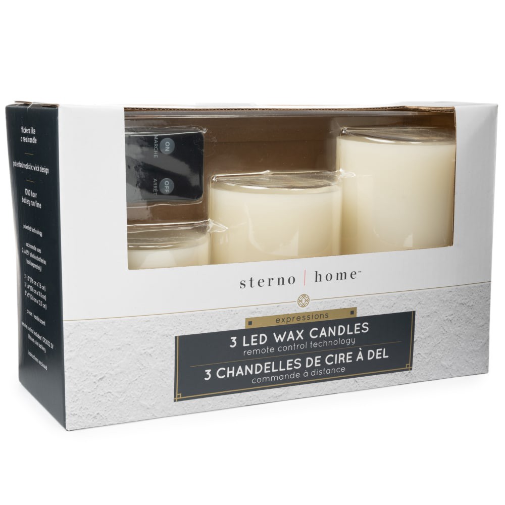 slide 5 of 6, Northern International Vanilla Wax Pillar Candle With Remote - Cream, 3 ct