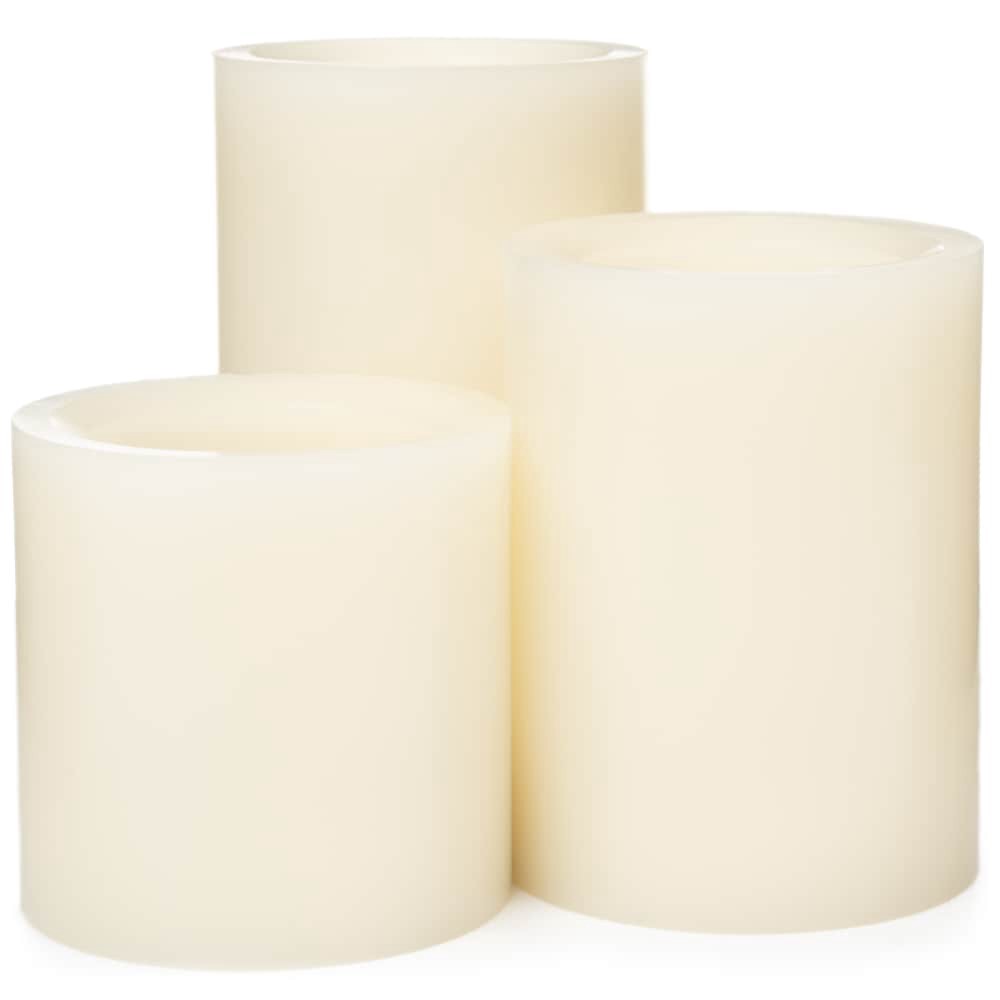 slide 3 of 6, Northern International Vanilla Wax Pillar Candle With Remote - Cream, 3 ct