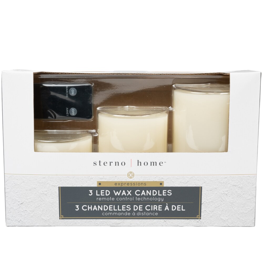 slide 4 of 6, Northern International Vanilla Wax Pillar Candle With Remote - Cream, 3 ct