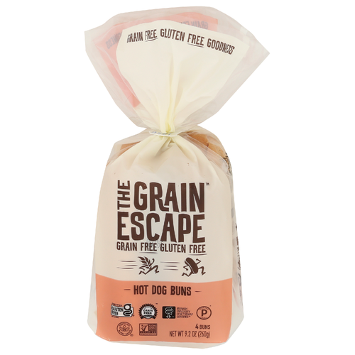 slide 1 of 1, The Grain Escape Grain Free Hotdog Buns 4 Pack, 9.2 oz; 4 ct