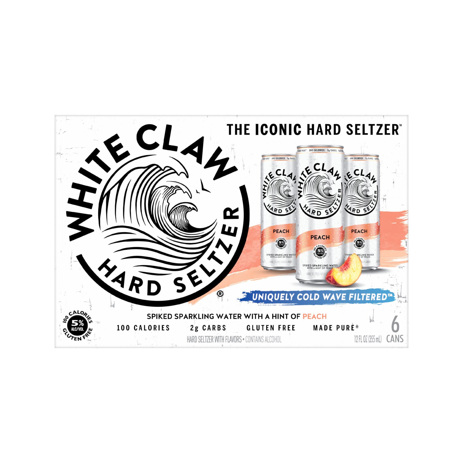 slide 3 of 5, White Claw Peach 6 Pack, 6 ct; 12 oz
