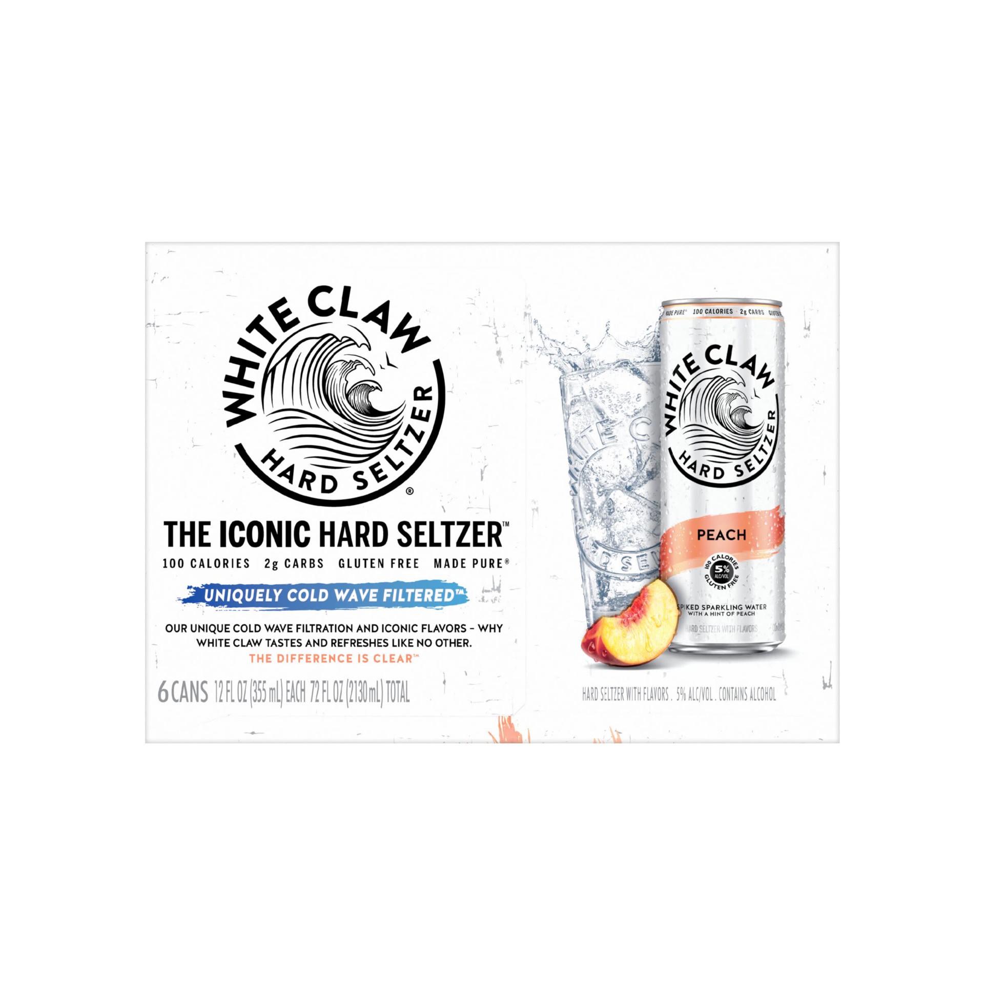 slide 2 of 5, White Claw Peach 6 Pack, 6 ct; 12 oz