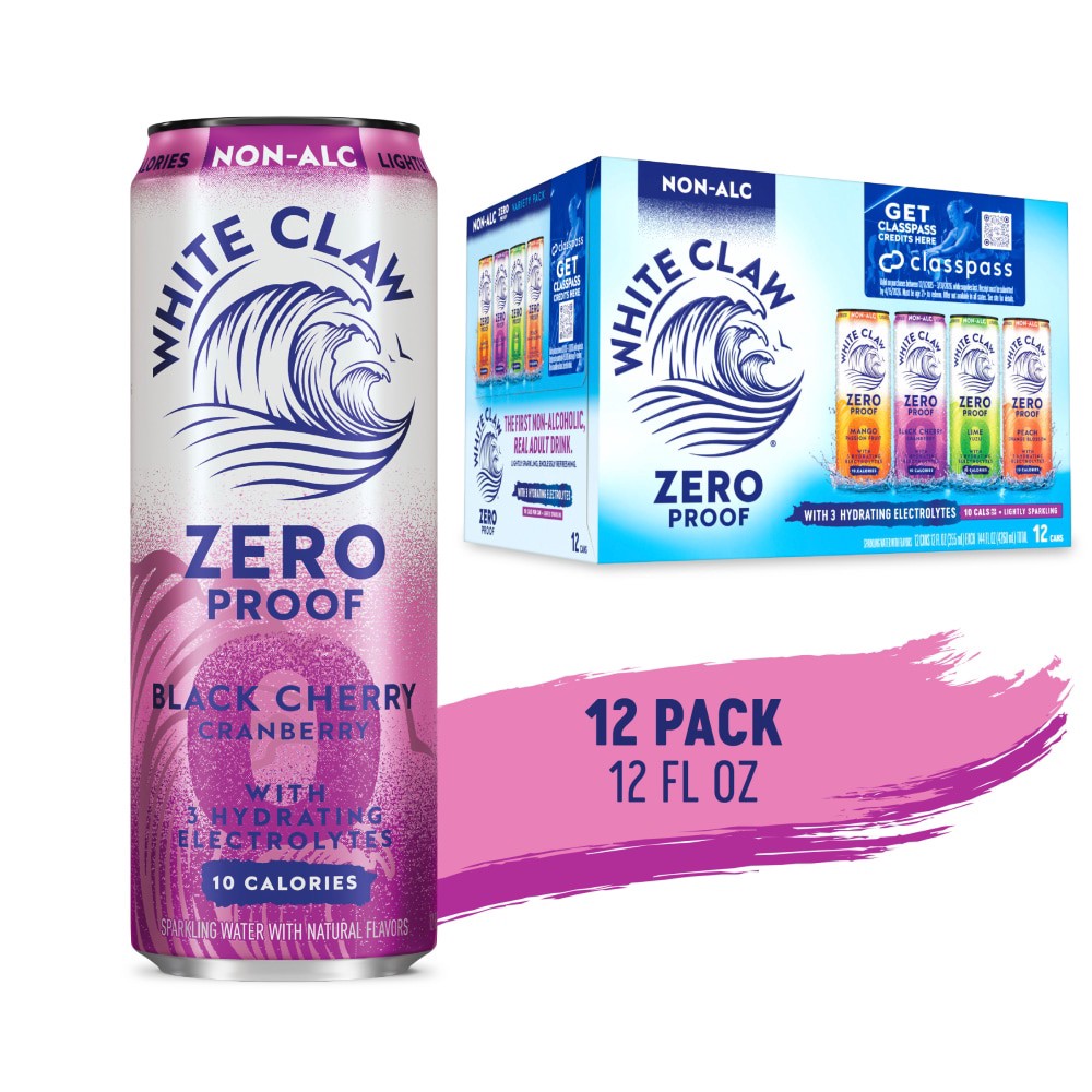 slide 6 of 6, White Claw Black Cherry Hard Seltzrer 12 Pack 12oz Cans, 12 ct; 12 oz