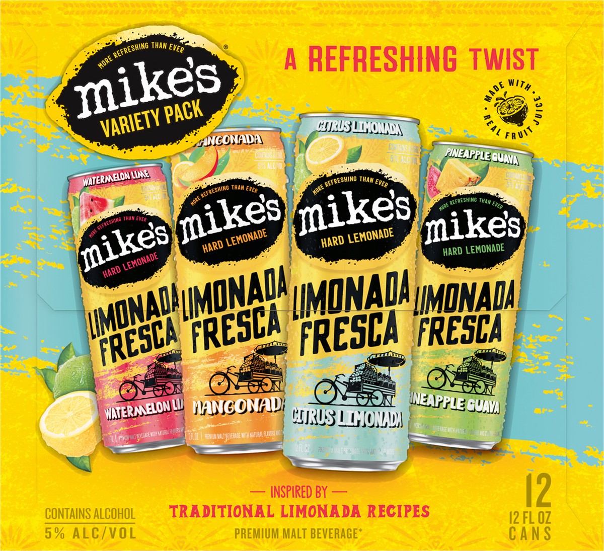 slide 7 of 11, Mike's Limonada Fresca Variety Pack 12 Pack, 12 ct; 12 oz