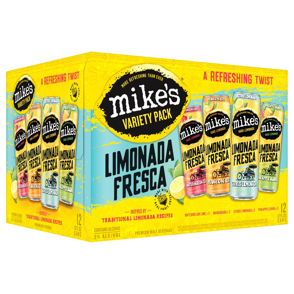 slide 2 of 11, Mike's Limonada Fresca Variety Pack 12 Pack, 12 ct; 12 oz