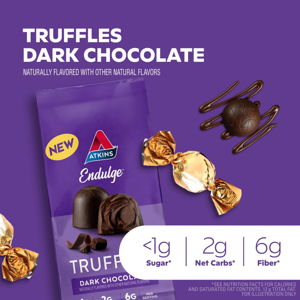slide 3 of 6, Atkins Endulge Dark Chocolate Truffles, 12Ct, 4.23 oz