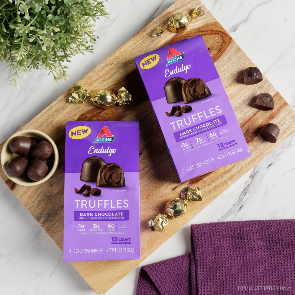 slide 5 of 6, Atkins Endulge Dark Chocolate Truffles, 12Ct, 4.23 oz