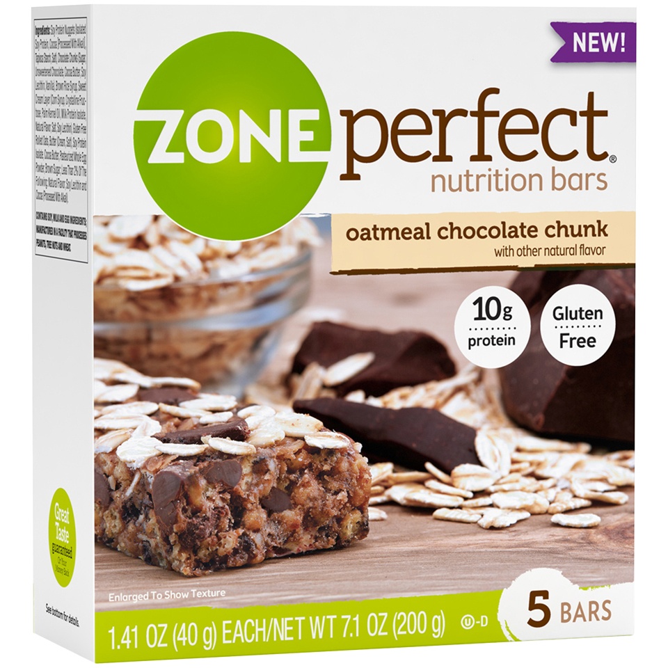 slide 4 of 4, Zone Perfect ZonePerfect Oatmeal Chocolate Chunk Protein Bars, 5 ct