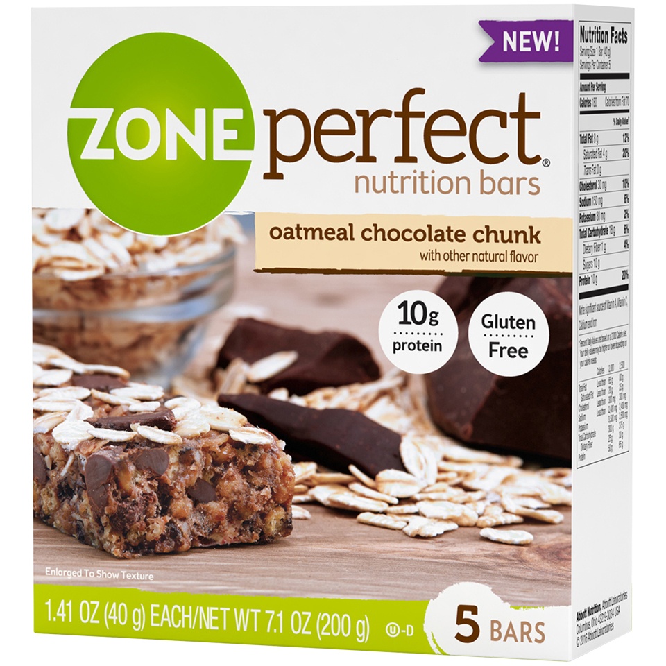 slide 3 of 4, Zone Perfect ZonePerfect Oatmeal Chocolate Chunk Protein Bars, 5 ct