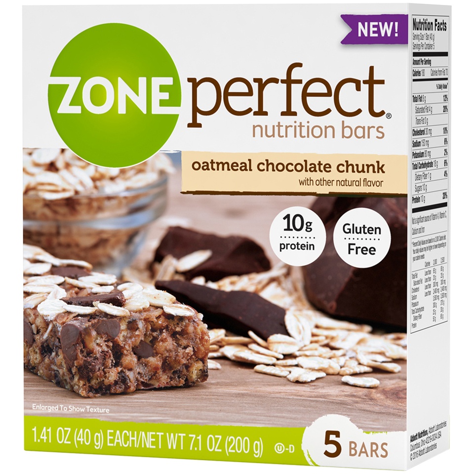 slide 2 of 4, Zone Perfect ZonePerfect Oatmeal Chocolate Chunk Protein Bars, 5 ct