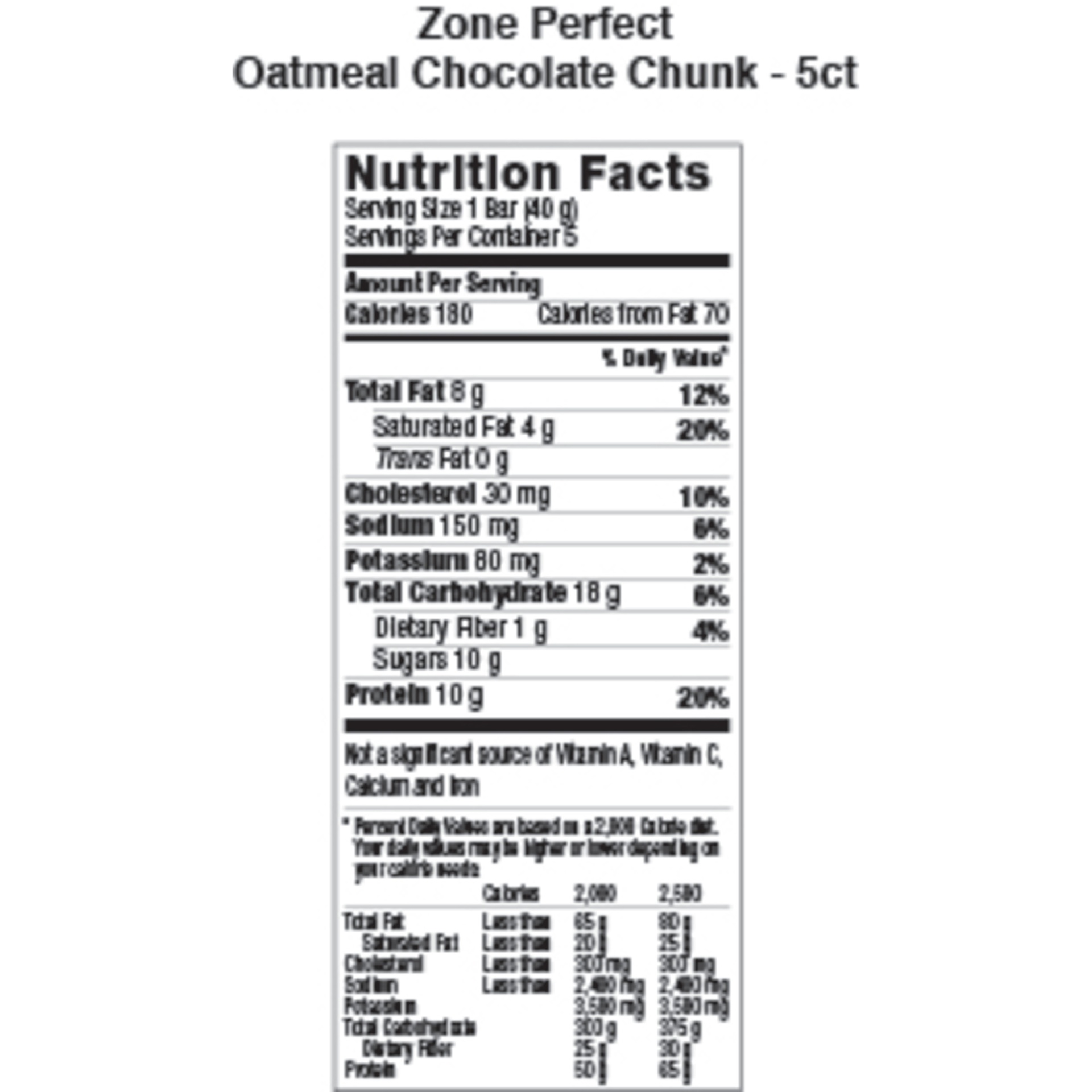slide 4 of 4, Zone Perfect ZonePerfect Oatmeal Chocolate Chunk Protein Bars, 5 ct