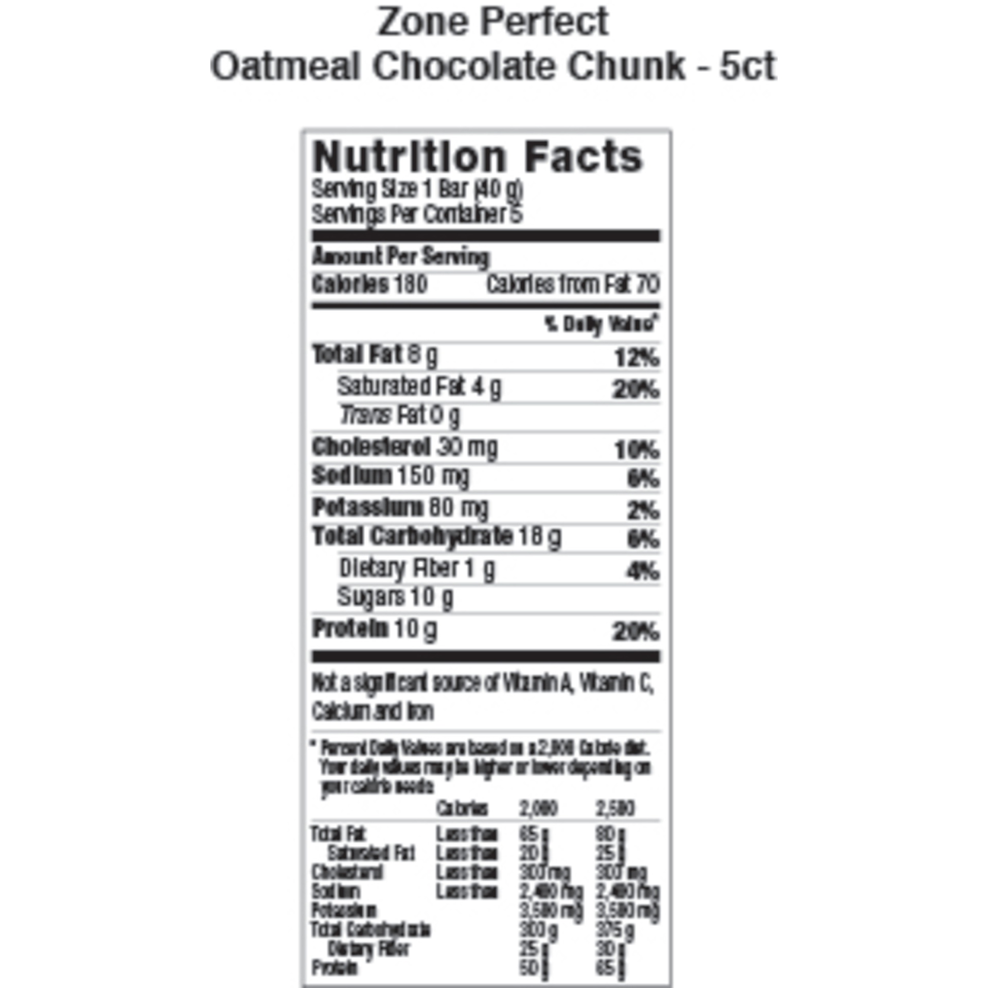 slide 3 of 4, Zone Perfect ZonePerfect Oatmeal Chocolate Chunk Protein Bars, 5 ct