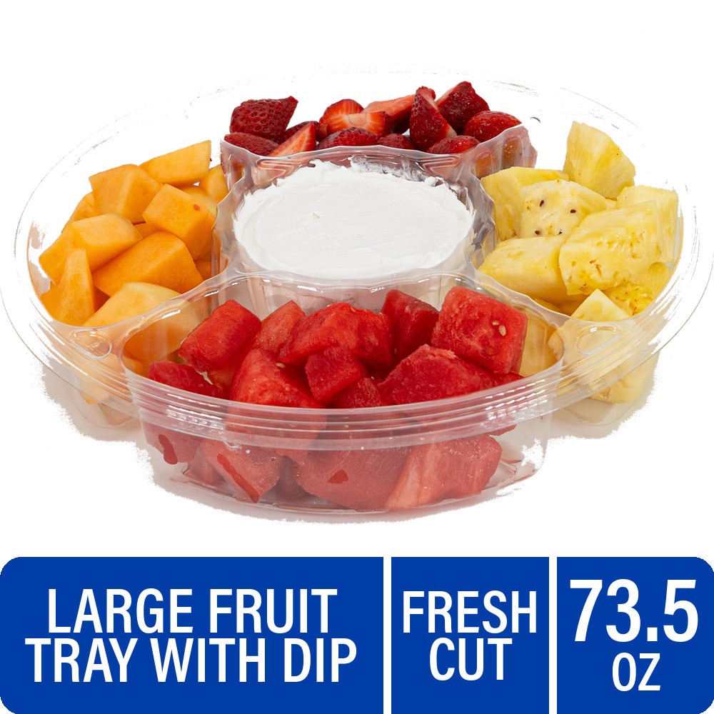slide 3 of 3, Fresh Cut Fruit Large Party Tray With Dip, 73 oz