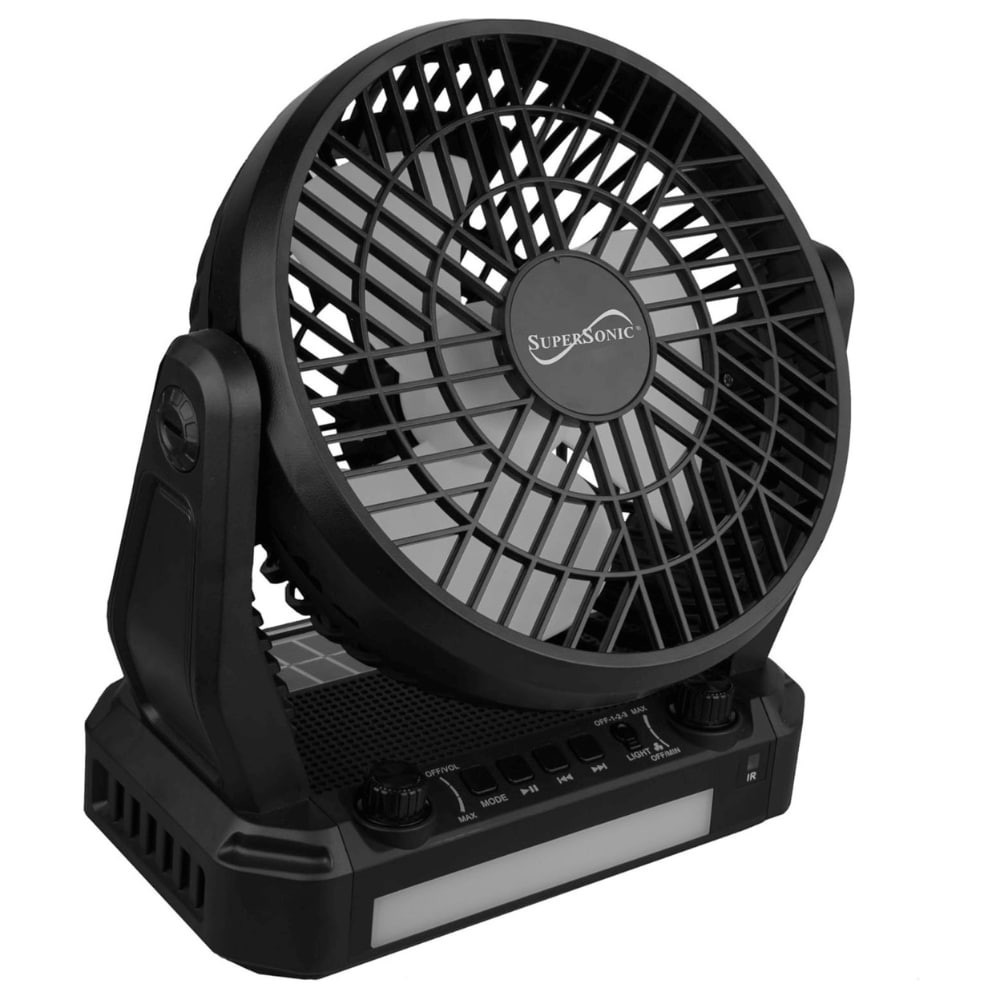 slide 5 of 6, Supersonic Solar-Powered Bt Speaker With Fm Radio, Led Flashlight & Fan, 1 ct