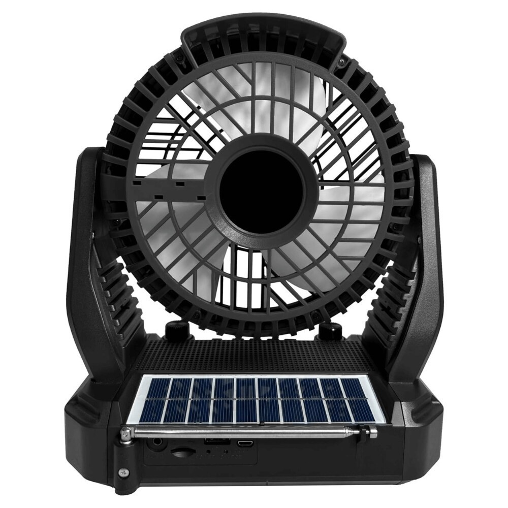 slide 2 of 6, Supersonic Solar-Powered Bt Speaker With Fm Radio, Led Flashlight & Fan, 1 ct