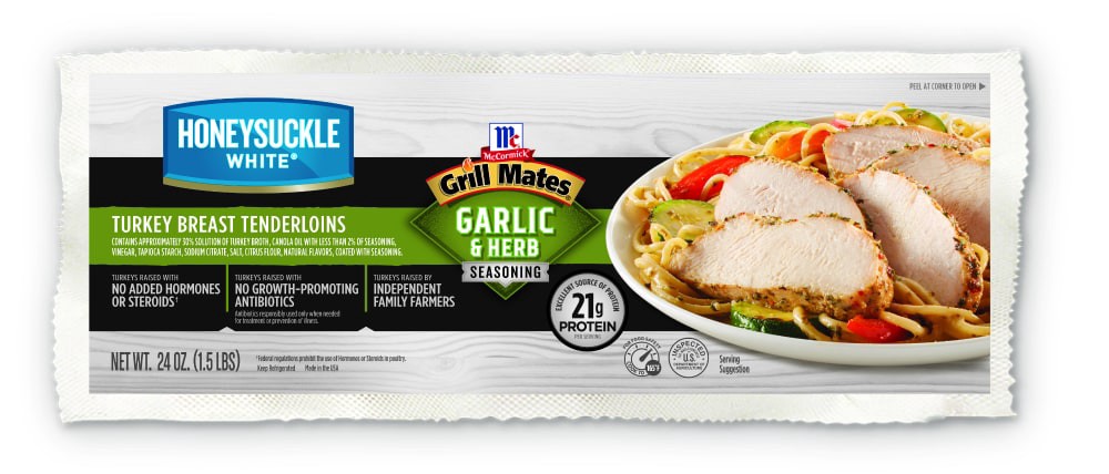 slide 4 of 6, Honeysuckle White McCormick Grill Mates Garlic & Herb Seasoning Turkey Breast Tenderloins, 24 oz