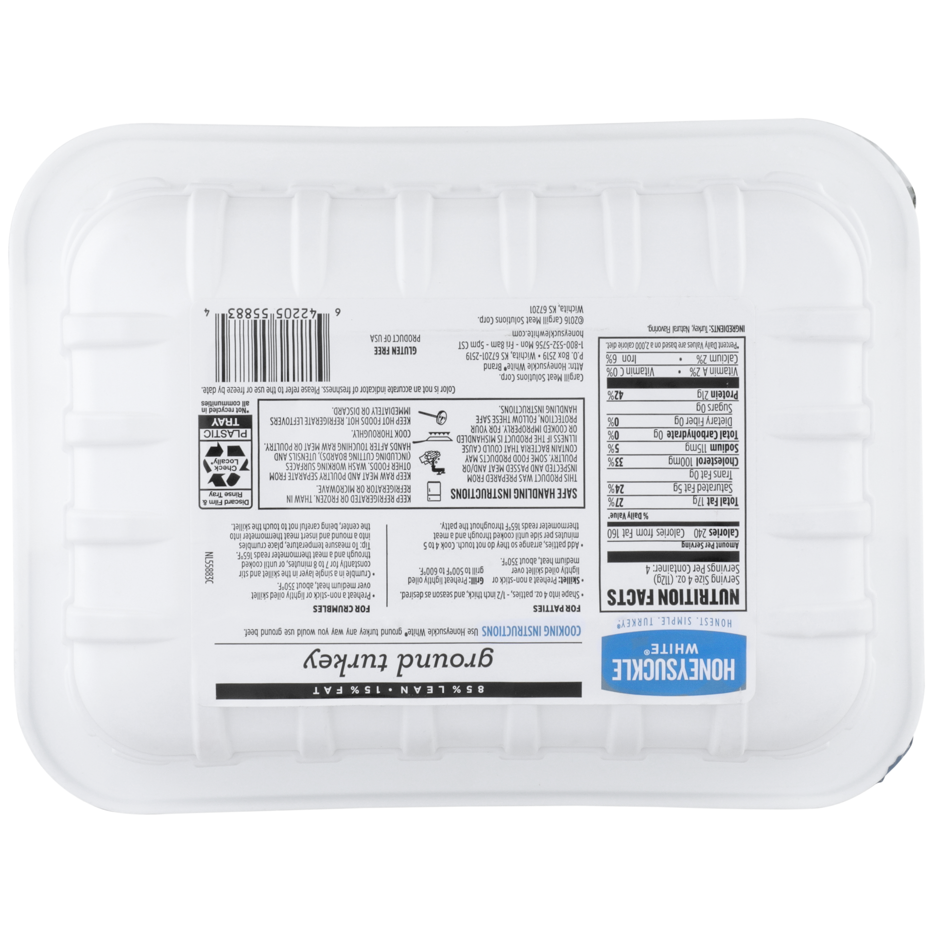 slide 6 of 10, Honeysuckle White 85% Lean Fat Ground Turkey Tray, 16 oz