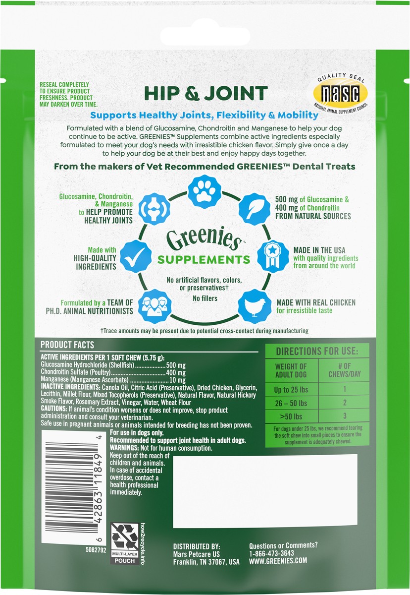 slide 8 of 13, Greenies Hip & Joint Chicken Flavor Supplements 30 ea, 30 ct