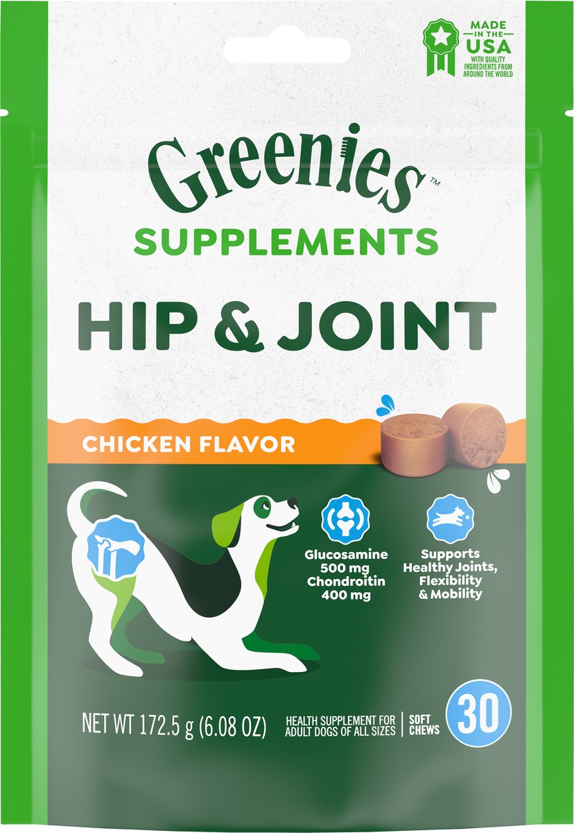 slide 9 of 13, Greenies Hip & Joint Chicken Flavor Supplements 30 ea, 30 ct