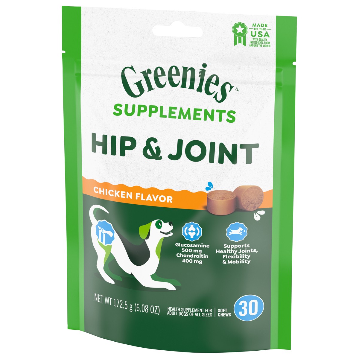 slide 10 of 13, Greenies Hip & Joint Chicken Flavor Supplements 30 ea, 30 ct