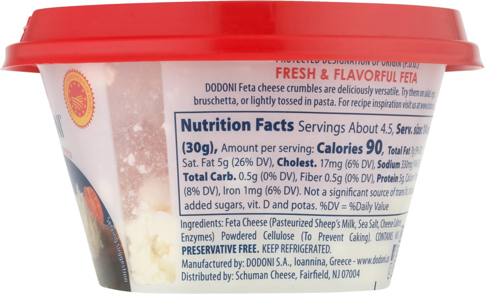 slide 2 of 5, DODONI P.D.O. Feta Crumbled Cheese 5 oz, 5 oz