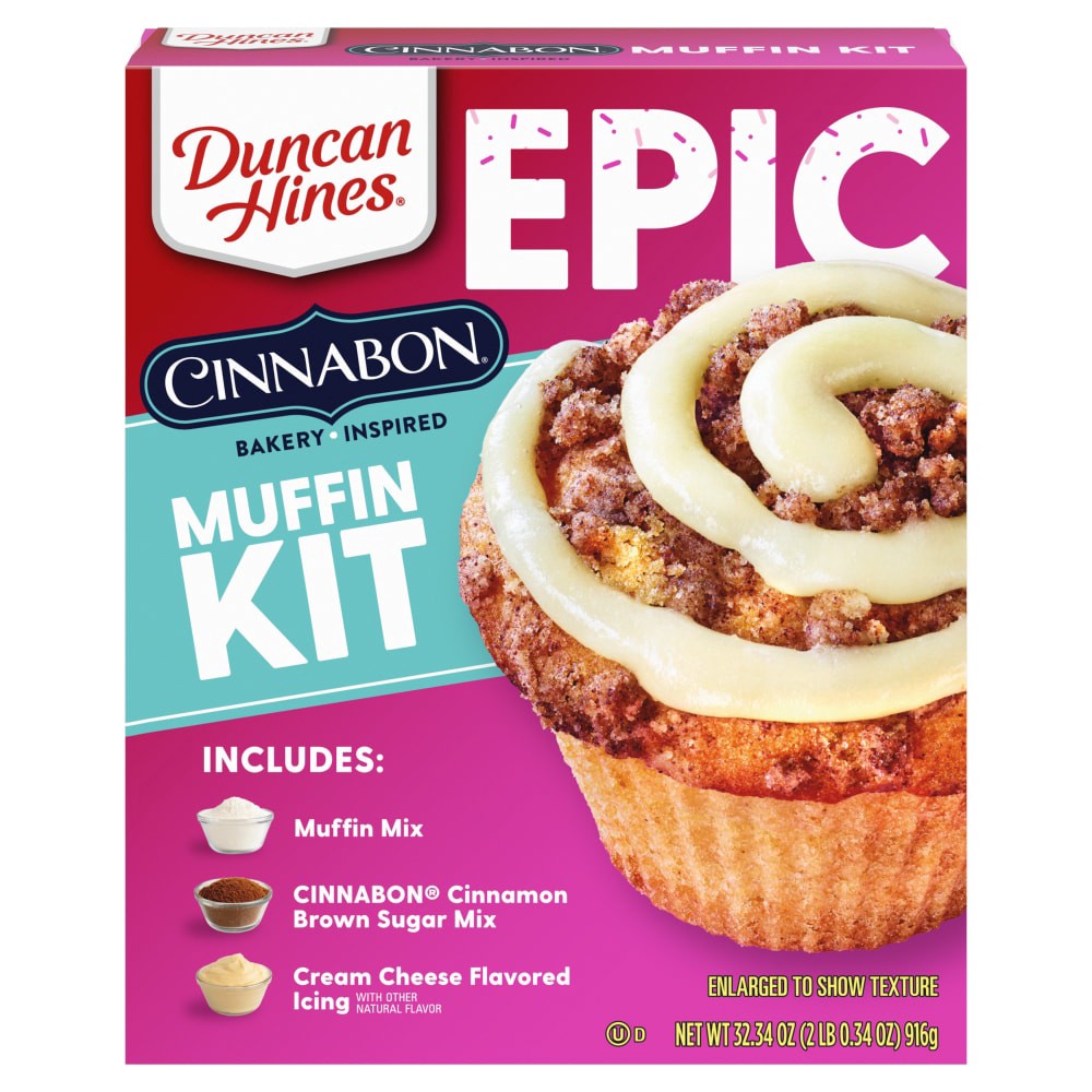 slide 4 of 5, Duncan Hines Epic Cinnabon Bakery Inspired Muffin Kit, 32.34 oz., 1 ct