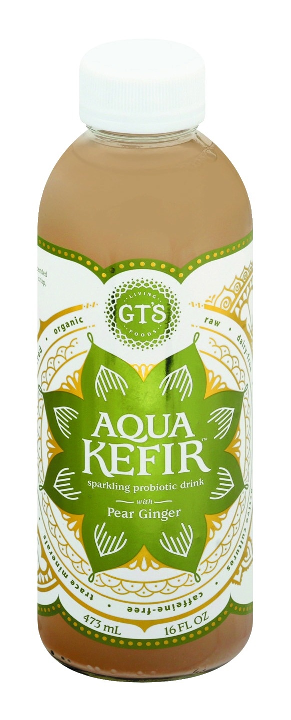 slide 1 of 1, GT's Aqua Kefir Pear Ginger Lemon Probiotic Drink, 16 oz