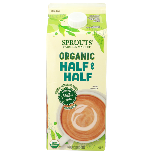 slide 1 of 1, Sprouts Organic Grade A Ultra Pasteurized Homogenized Half & Half, 64 fl oz
