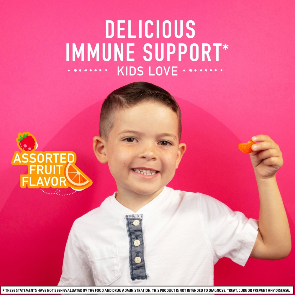 slide 3 of 6, Airborne Kids Assorted Fruit Flavors Immune Support Supplement 63 Gummies, 63 ct