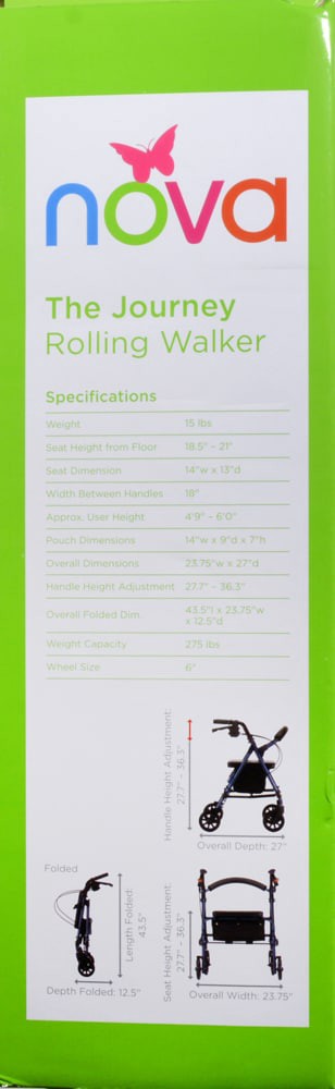 slide 3 of 5, Nova Journey Rolling Walker - Blue, 1 ct