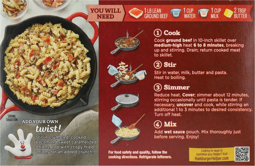 slide 3 of 3, Hamburger Helper® Deluxe Brew Pub Cheeseburger Pasta Meal Kit, 9.2 oz