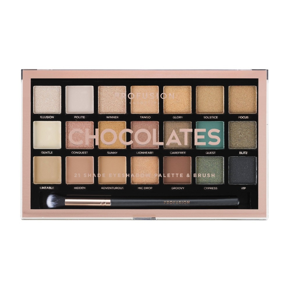 slide 2 of 3, Profusion Cosmetics Chocolates 21 Shade Eyeshadow Palette, 10 oz