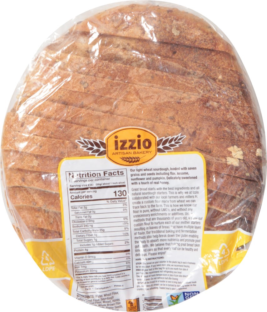 slide 2 of 3, Izzio Artisan Bakery Boule Lucky 7 Multigrain Sourdough 24 oz, 24 oz