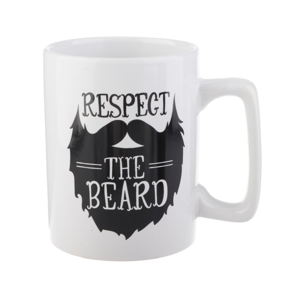 slide 1 of 2, Pacific Market International Respect The Beard Square Handle Mug - Black/White, 16 oz