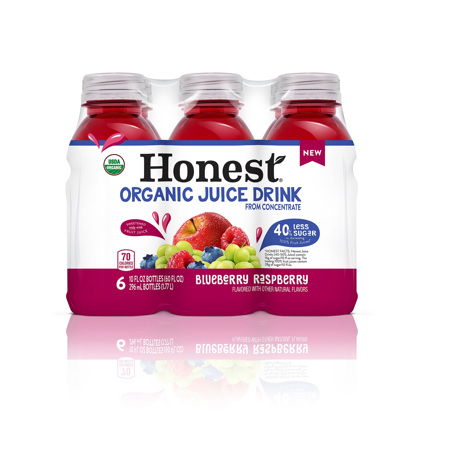 slide 2 of 8, Honest Tea Honest Kids Honest Organic Blueberry Raspberry Juice / Bottles, 6 ct; 10 fl oz