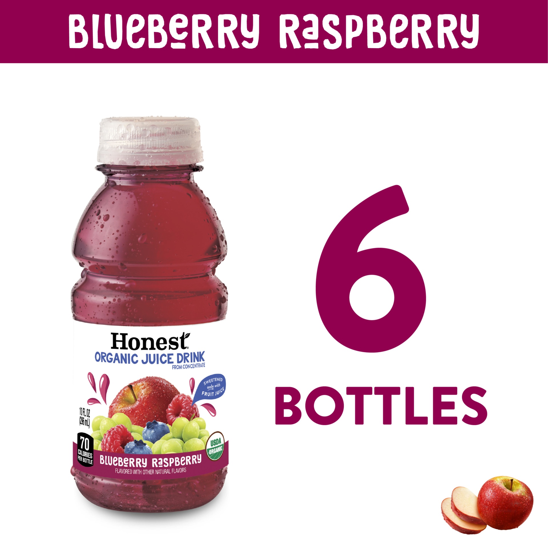 slide 5 of 8, Honest Tea Honest Kids Honest Organic Blueberry Raspberry Juice / Bottles, 6 ct; 10 fl oz
