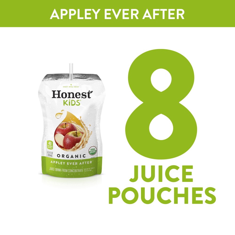 slide 2 of 5, Honest Kids Appley Ever After Pouches, 6.75 fl oz, 8 Pack, 8 ct