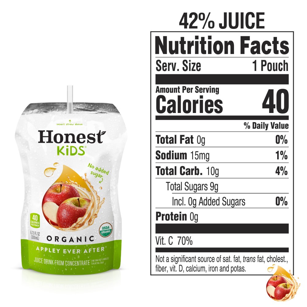 slide 4 of 5, Honest Kids Appley Ever After Pouches, 6.75 fl oz, 8 Pack, 8 ct