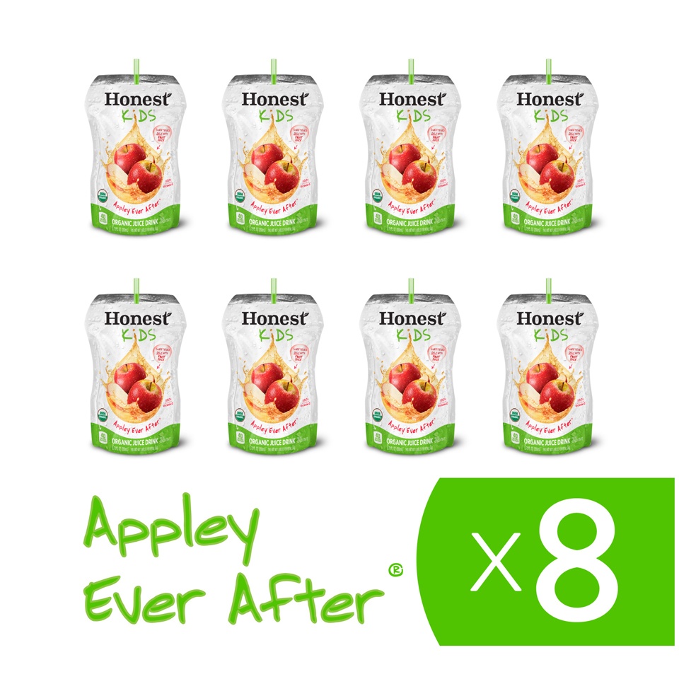 slide 2 of 3, Honest Kids Appley Ever After Pouches, 6.75 fl oz, 8 Pack, 8 ct