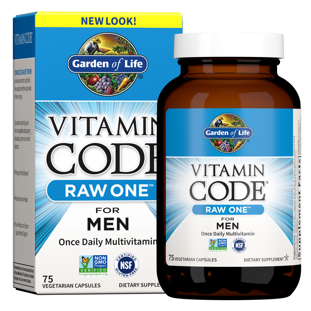 slide 2 of 3, Garden of Life Raw Vitamin Code One for Men Vegetarian Capsules, 75 ct