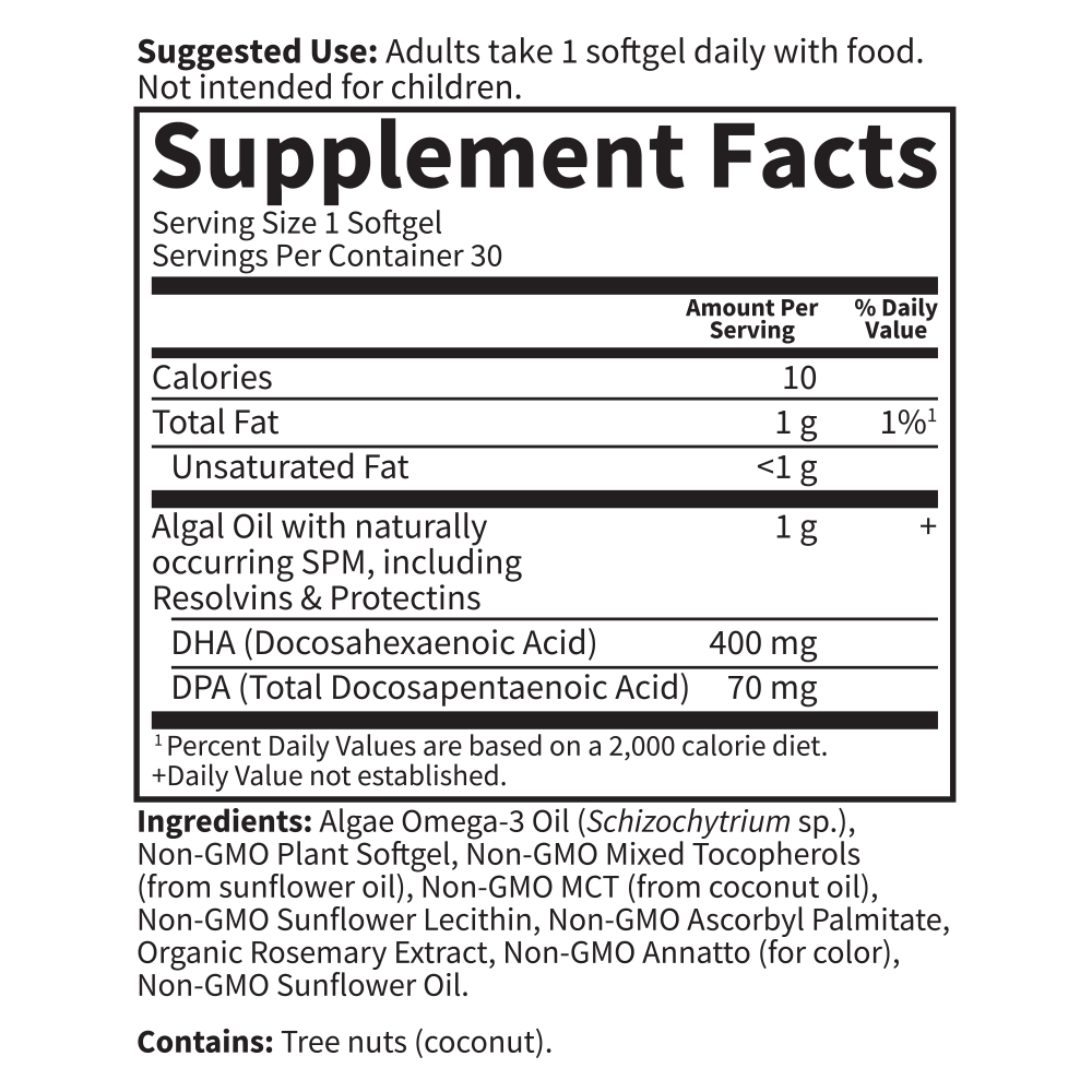 slide 3 of 3, Garden Of Life Brain And Heart Health Vegan Dha, 30 ct