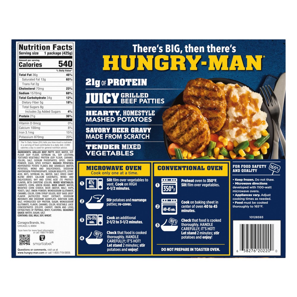 slide 5 of 6, Hungry-Man Hungryman Grilled Beef Patty, 15 oz