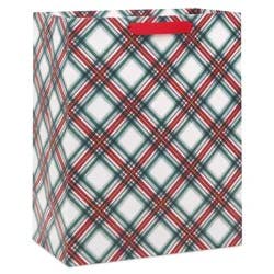 Hallmark 13" Large Holiday Gift Bag (Festive Red and Green Plaid)