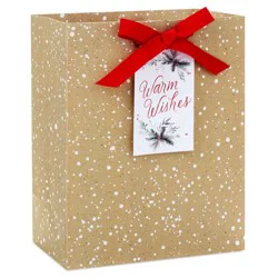 Hallmark 9.6" Medium Holiday Gift Bag (Snow-Speckled Kraft Paper)