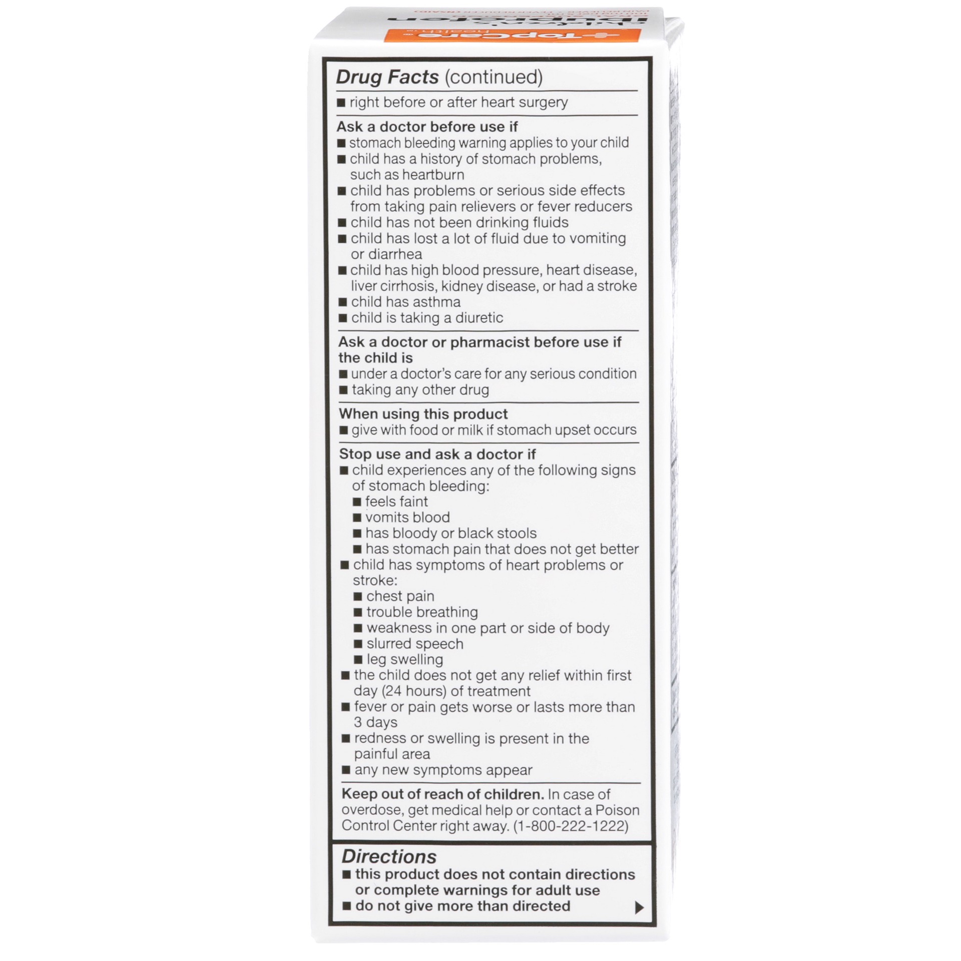 slide 3 of 6, TopCare Health Children's Oral Suspension Ages 2 to 11 Years Bubble Gum Flavor 100 mg per 5 mL Ibuprofen 4 fl oz, 4 fl oz
