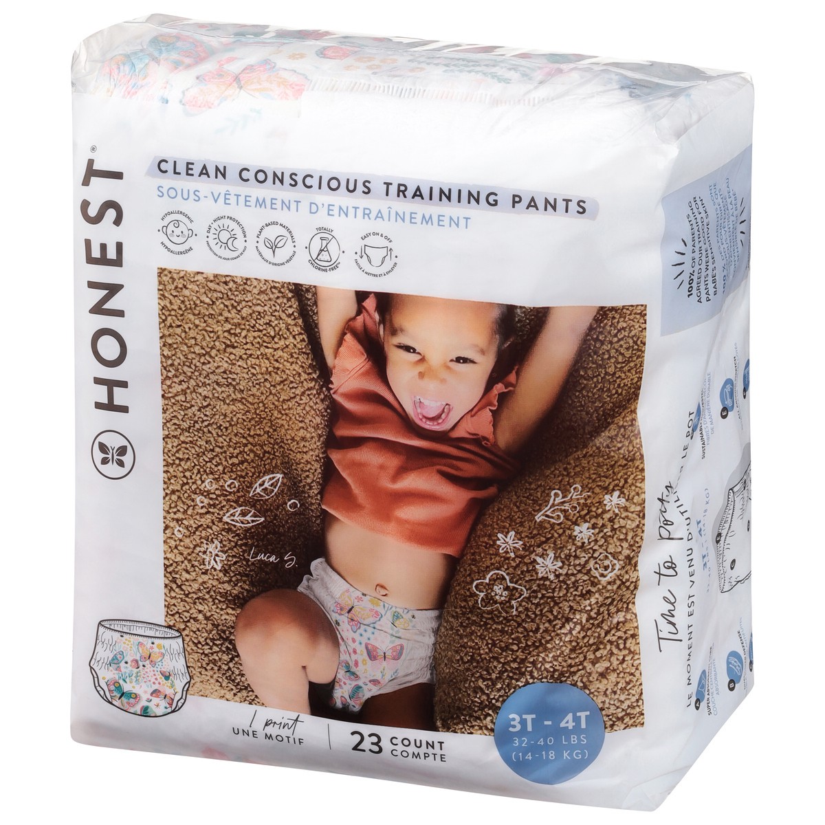 slide 6 of 14, Honest Butterfly Kisses Training Pants 3T-4T (32-40 lbs) 23 ea, 23 ct; 3 ct; 4 t