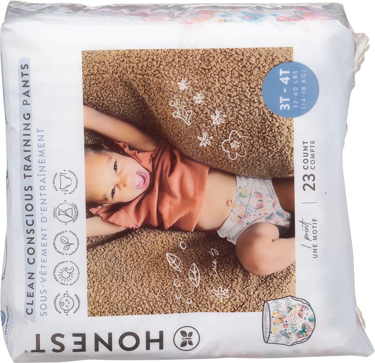 slide 11 of 14, Honest Butterfly Kisses Training Pants 3T-4T (32-40 lbs) 23 ea, 23 ct; 3 ct; 4 t